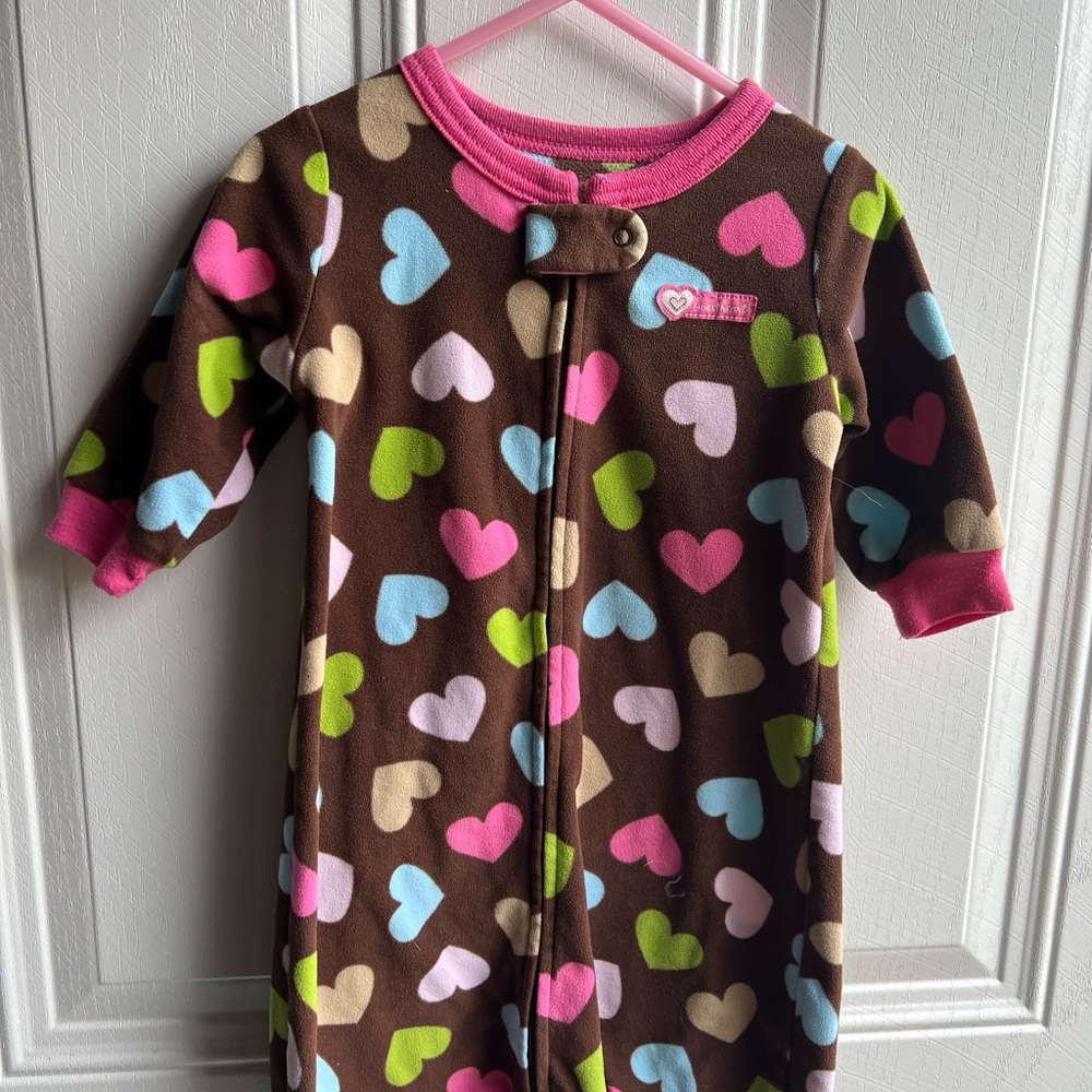 Carters sleeping outfit with pink hearts slightly used